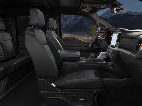 2023 Ford F-150 Raptor interior view of front seats and dash area
