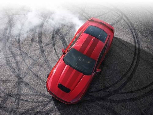 2024 Ford Mustang birdseye view of Mustang making donuts