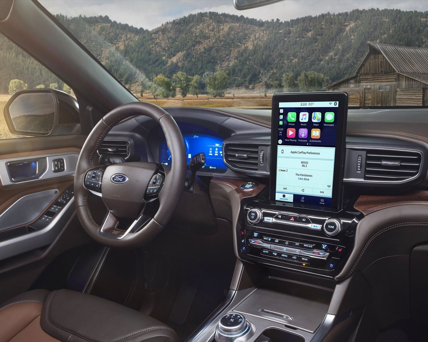 Interior dashboard shot of the 2024 Ford Explorer.